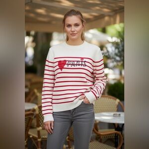 Paris Striped Red and White Sweater